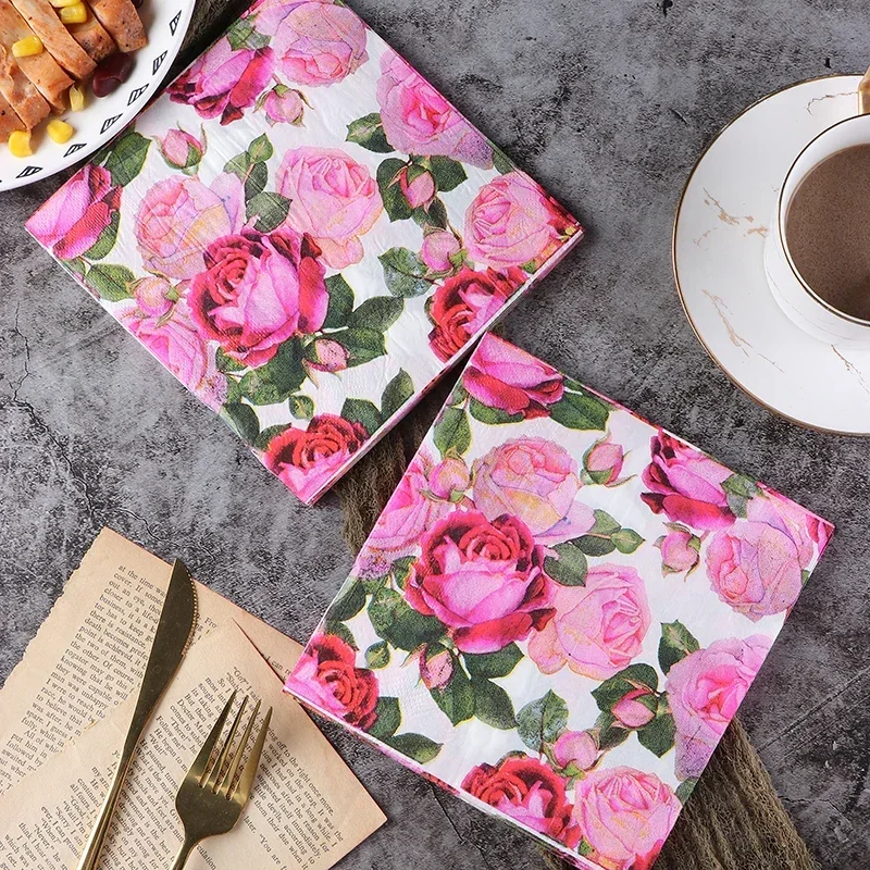 20pcs/pac 33*33cm Food-grade Colorful Printing Napkin Paper Facial Tissue Paper Wedding Placemats for Party Decoration