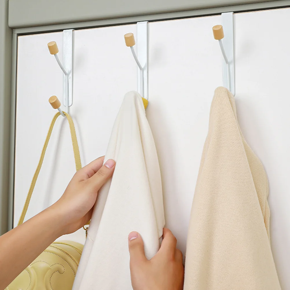 

2 Pcs No Punching Door Hook Wardrobe Hanging Organizer Heavy Duty Clothes Rack Hanger for Towels