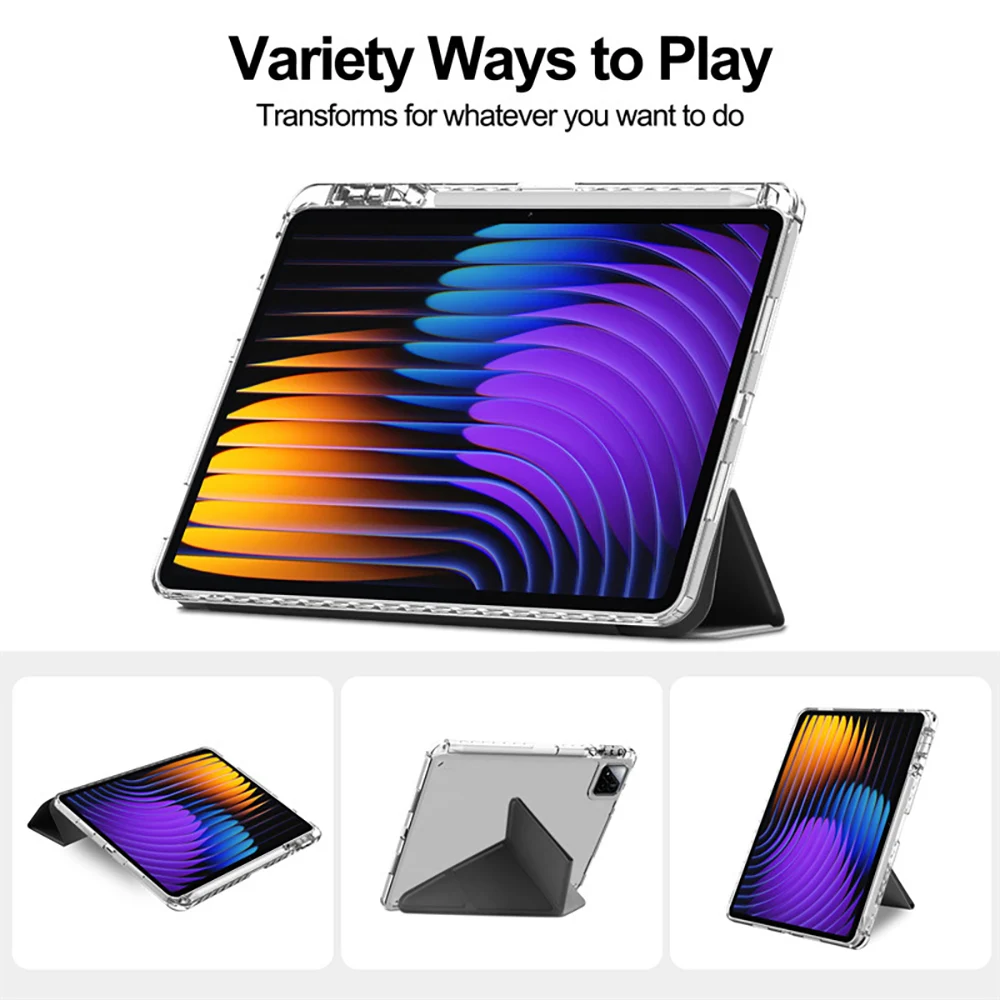 Clear Back Stand Tablet Case with Adjustable Viewing Angles and Enhanced Durability