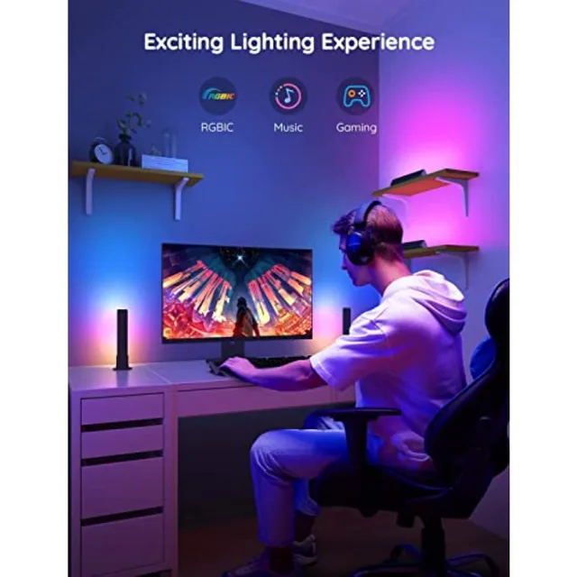 Smart LED Light Bars, Work with Alexa and Google Assistant, RGBICWW WiFi TV Backlights with Scene and Music Modes for Gaming, P 2