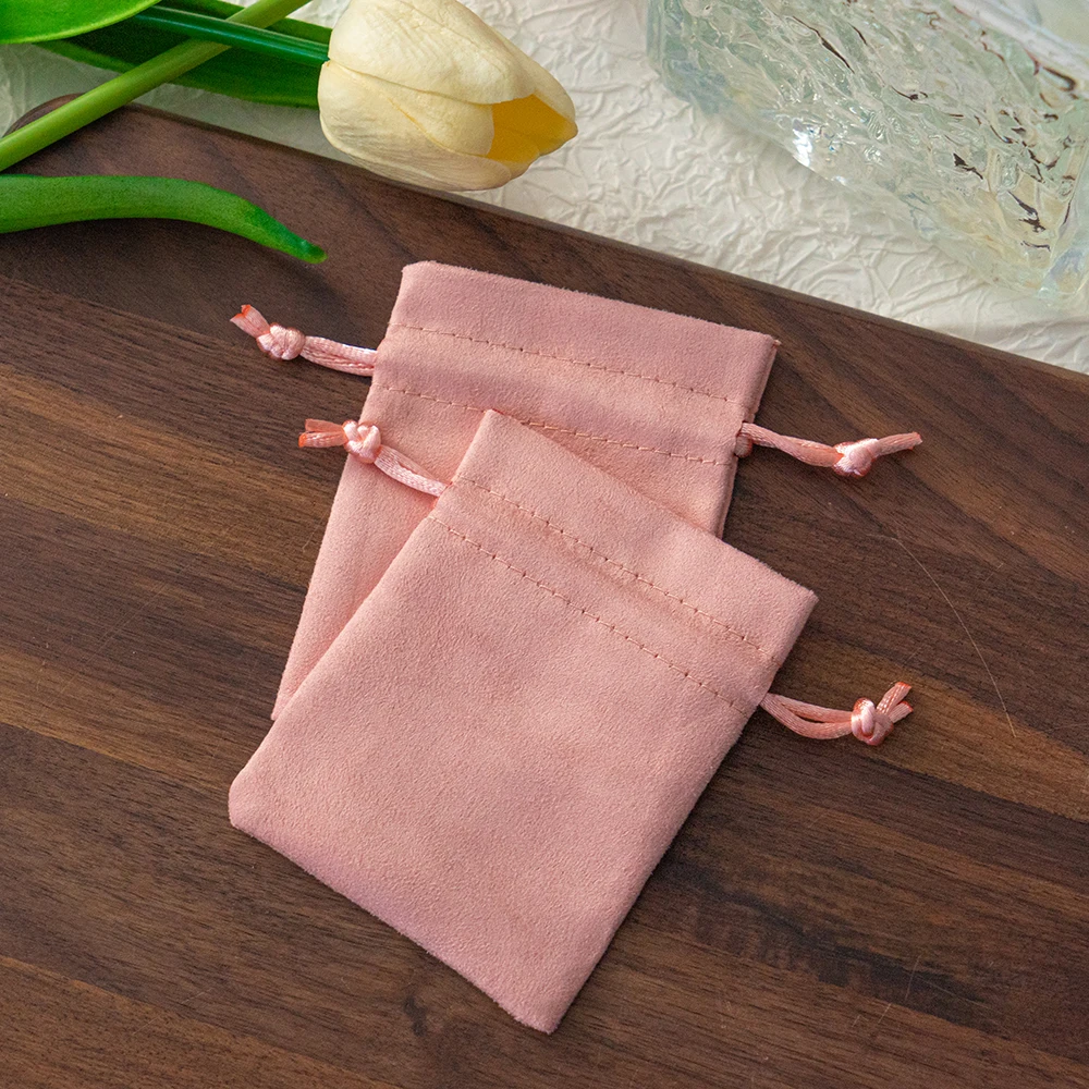 10 stücke rosa Samt Kordel zug Stoffbeutel Schmuck beutel für kleine Geschenk Hochzeit begünstigt Halskette Süßigkeiten Snack Verpackung Lagerung – Detail 2