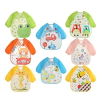 0-3 Years Baby EVA Waterproof Anti-dirty Bib Long Sleeve Strap Coat Dirt Proof Soft Feeding Bib Cute Cartoon Pattern Burp Cloths 2