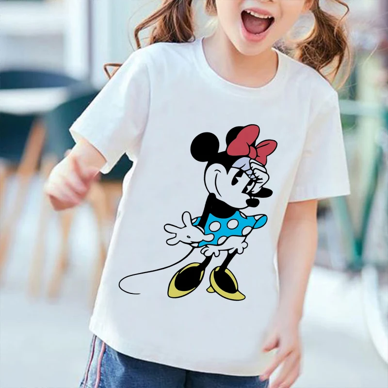 

Disney Pattern Minnie Cartoon Figure T Shirt Costume For Girl Fashion 2022 Summer New Korean Version Crew Neck Short Sleeve Tees
