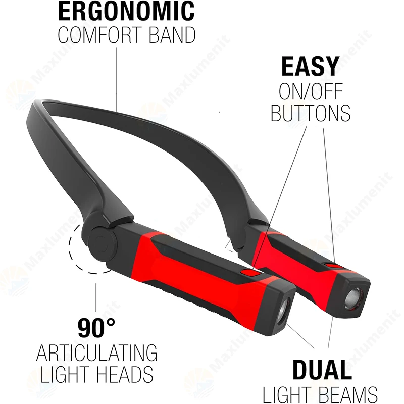 LED Neck Light USB Rechargeable Hands Free Lighting For Mechanics Camping Hunting Reading