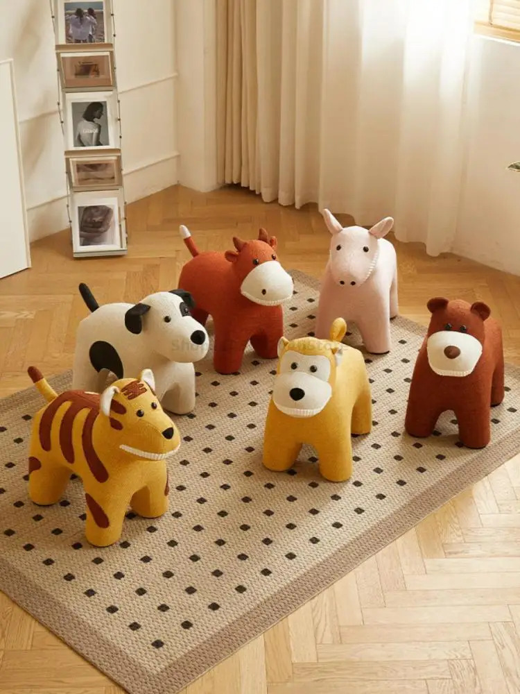 Cartoon Low Stool Method Dou Sitting Stool Elephant Animal Shoe Changing Sofa Ornaments Living Room Doorway Chair