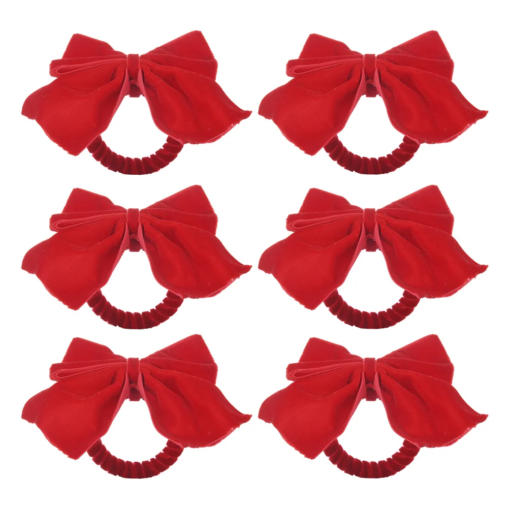 

6pcs Adorable Bowknot Napkin Holder Christmas Napkin Rings Holiday Dinner Party Napkin Rings