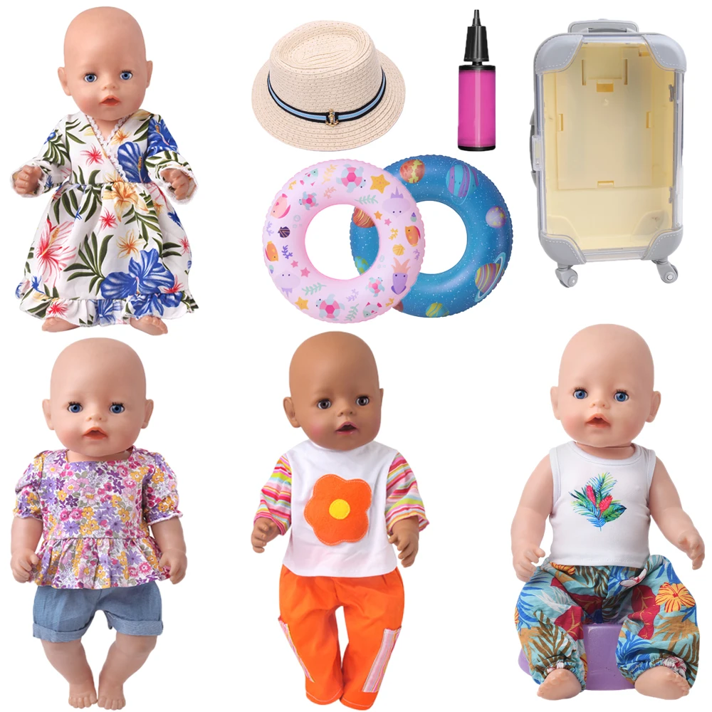 

Doll Clothes Fresh Skirt Suitcase Swimsuit Hat 18 Inches USA & 43Cm Reborn Baby Newborn Doll Girl Boy Toy