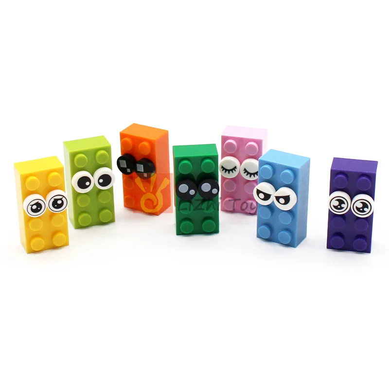 50pcs MOC Brick Compatible 98138 Part Tile Round 1x1 with Black Eye Pattern Creation DIY Building Blocks Accessory Toys Set — view 2
