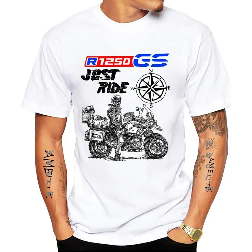 

Drive The Classic Motorcycle GS 1250 R 1250 GS E30 Print T-Shirt Summer Men Short Sleeve White Casual Tops Hip Hop Boy Ride Tees