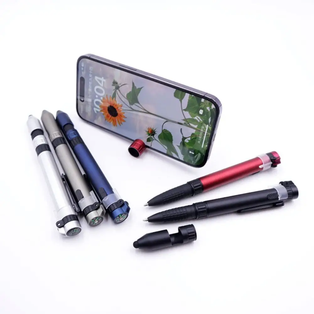 Emergency 6-In-1 Multi Function Pen Ballpoint Pen LED Light Flashlight Compass Compact Screwdriver Outdoor Survival