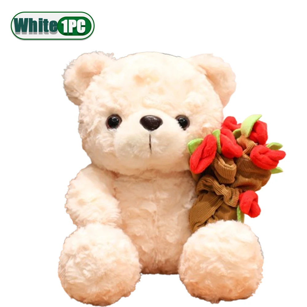 Rose Bear Plush Toy Romantic Teddy Holding Flowers A Classic Symbol of Love and Affection Perfect As A Valentines Day Gift