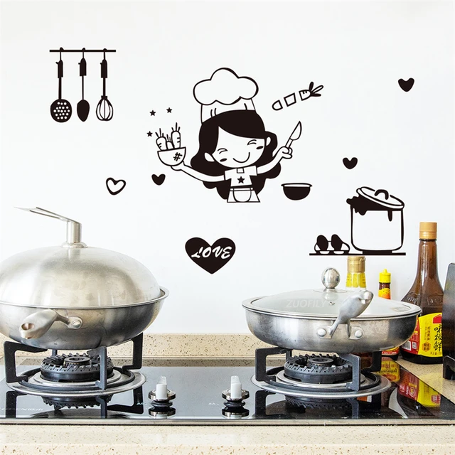 Pegatinas de pared de cocina de Chef, calcomanía artística para