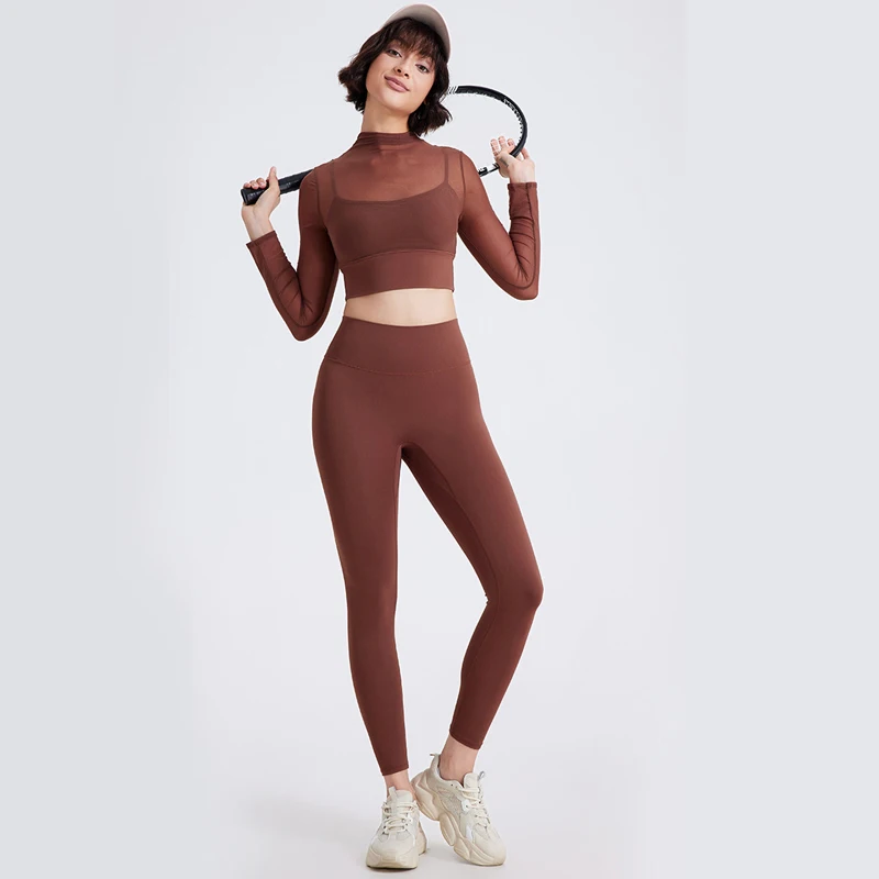Fitness Yoga Set Women Solid Color Gym Suit Super Stretch Breathable Running Sportswear Female Workout Clothes Two Pieces