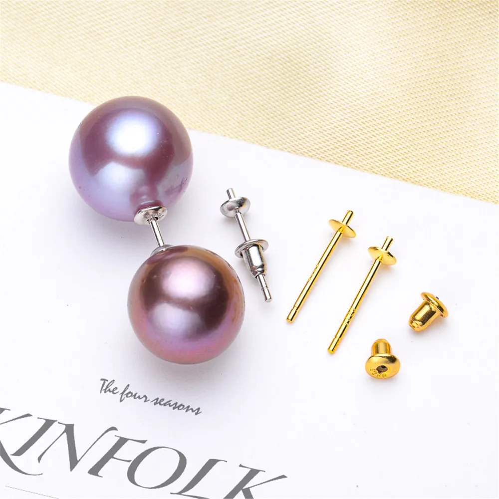 

S925 Sterling Silver Pearl Beads Stud Earrings Setting Base Diy Jewelry Making Findings&Components