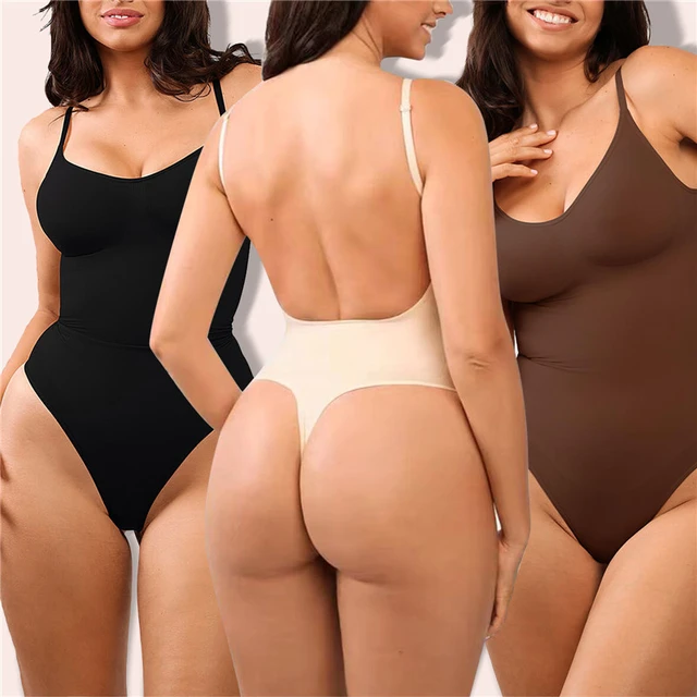 Thong Low Back Seamless Bodysuit Dupes For Women Tummy Control Slimming  Sheath Push Up Thigh Slimmer Abdomen Shapers - AliExpress