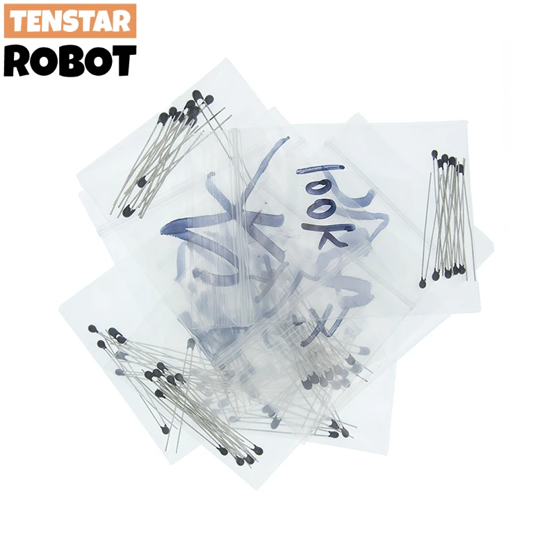 100pcs=10value*10pcs NTC Thermistor Resistor Kit NTC-MF52AT 1K 2K 3K 4.7K 5K 10K 20K 47K 50K 100K +-5% 3950B