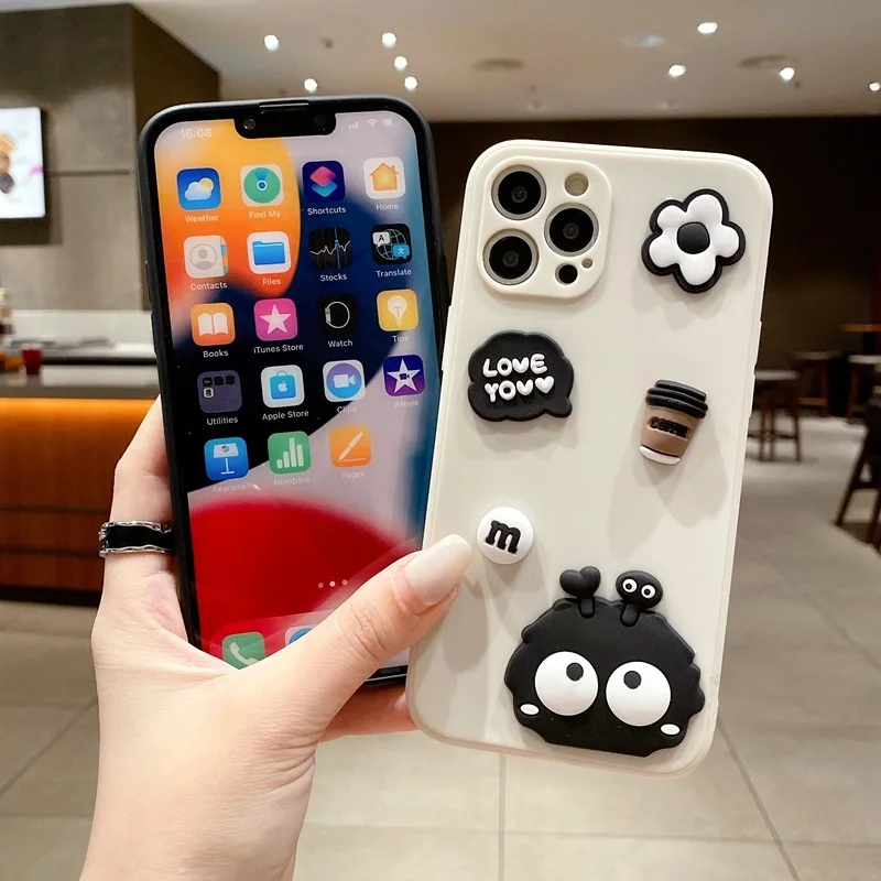 For iphone 12 13 14 15 mini 11 Pro Max Lovely 3D Cartoon Anime Silicone Case For IPHONE 7 8 plus X XR XS Max Anti Fall Back Cover_voghion.com