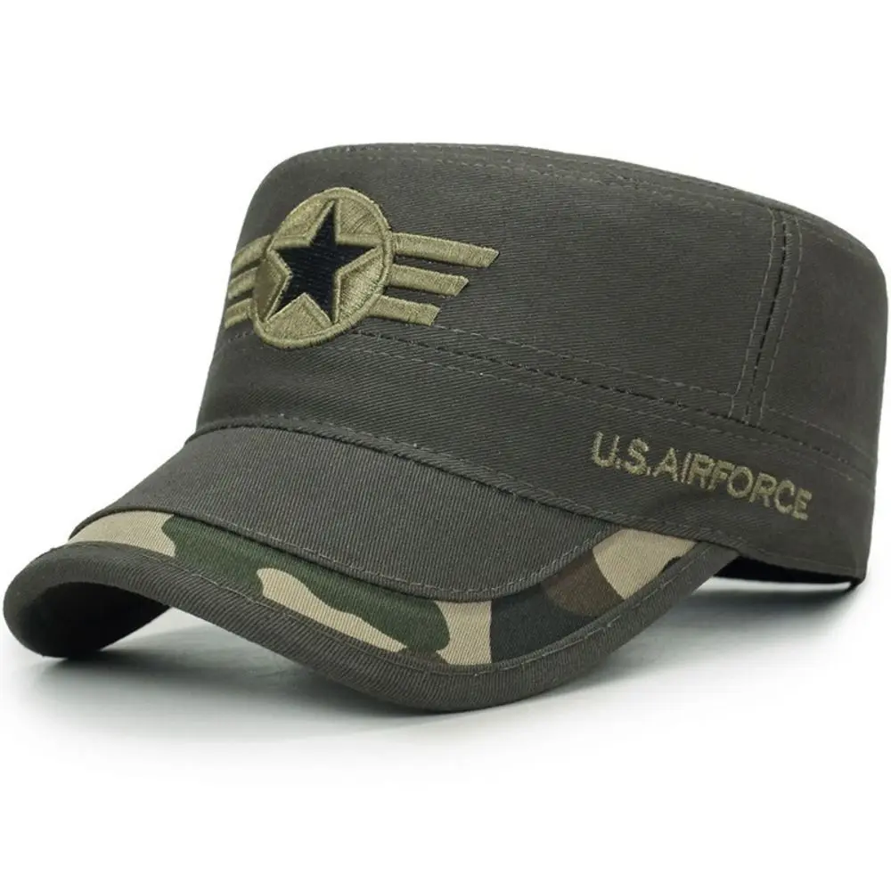 Men Unisex Hat Baseball Cap Cotton Cadet Hat Breathable Combat Fishing Flat Adjustable Cap