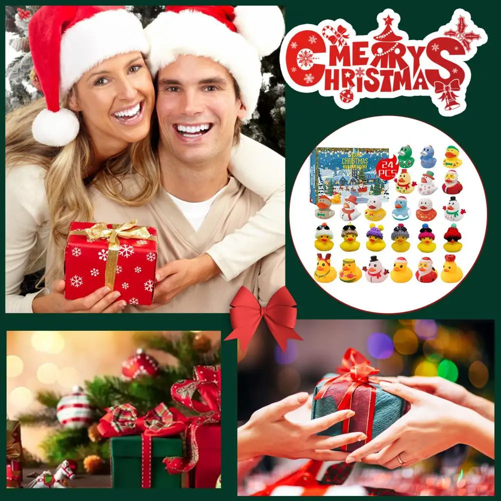 Duck Countdown Calendar Christmas Countdown Duck Blind Box Mini Vinyl Cartoon Figurine Advent Calendar Toy Set for Kids Adults