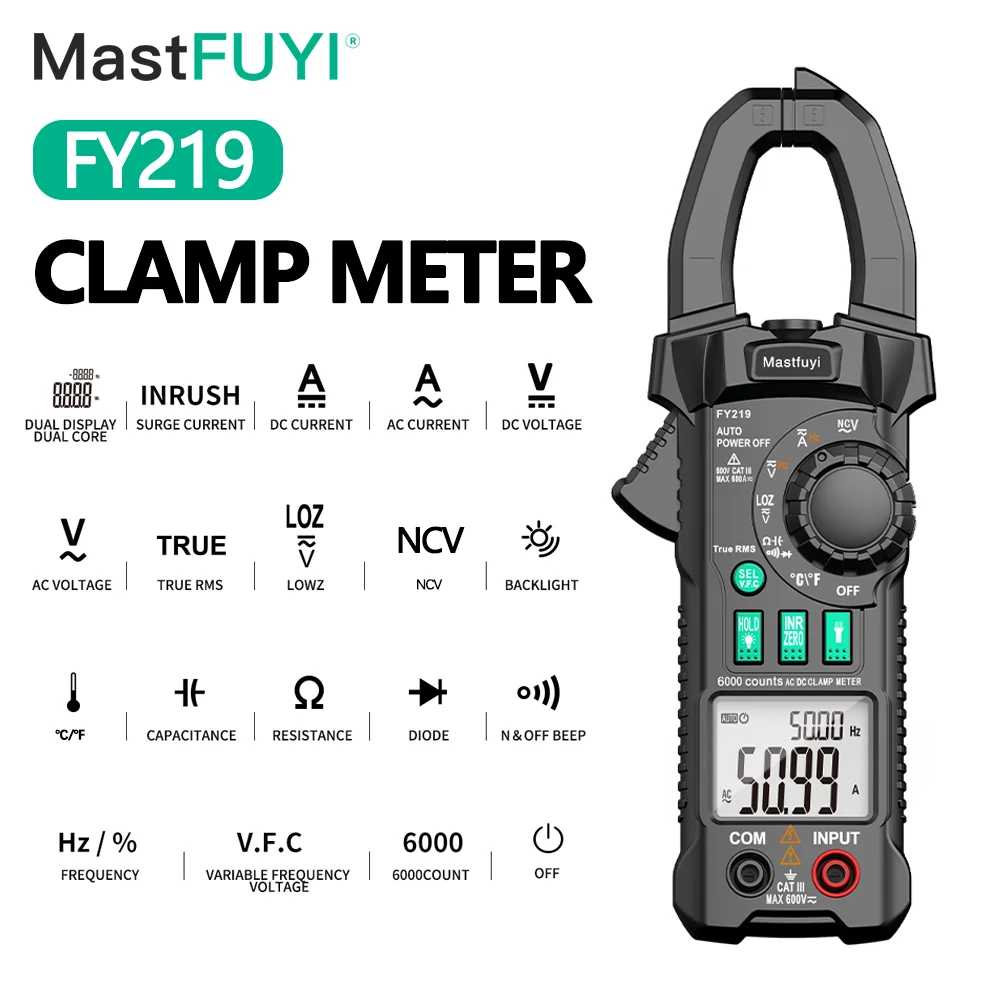 Digital Multimeter AC DC Auto Rang True RMS Smart Plier Ammeter High Precision Current Voltage