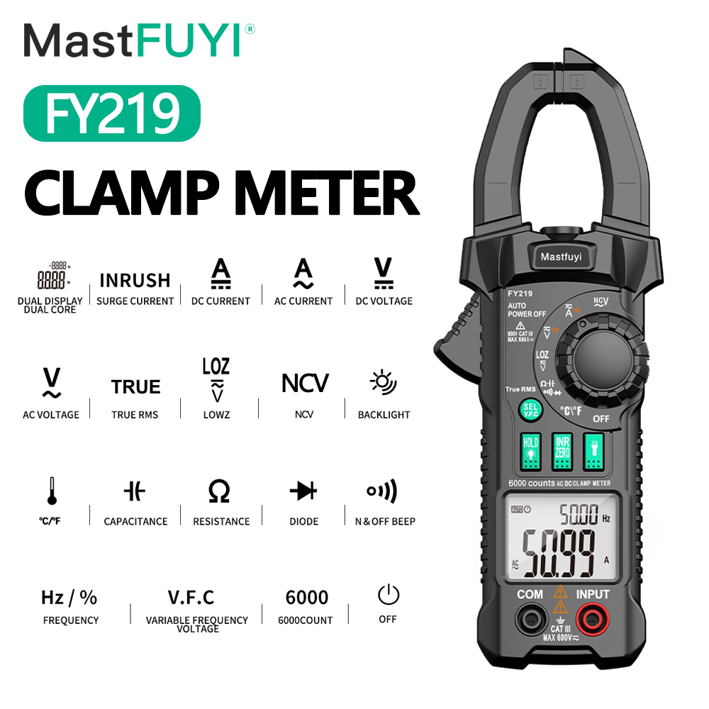 MASTFUYI AC DC Digital Clamp Meter Auto Rang Multimeter True RMS Smart Plier Ammeter High Precision Current Voltage Multimetro