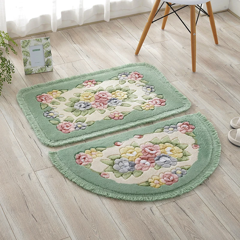 Non-Slip round Door Mat Batoom Entrance Living Room Bedroom Floor Mat Water Absorbent Door Teold Mat Handmade Fiber Art