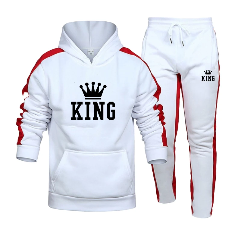 2023 Trendy Men's Striped Hoodie Pants 2-Piece Printed Sweatshirt Sweatpants Men's Fitness Top Pants Jogging Sportswear
