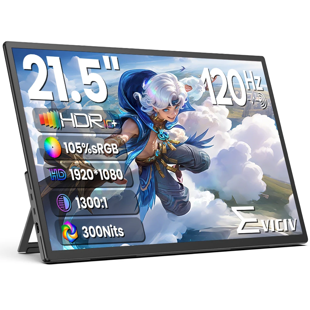 Eviciv 21.5インチ 120Hz ポータブルタッチモニター 1080P HDMI搭載 PC