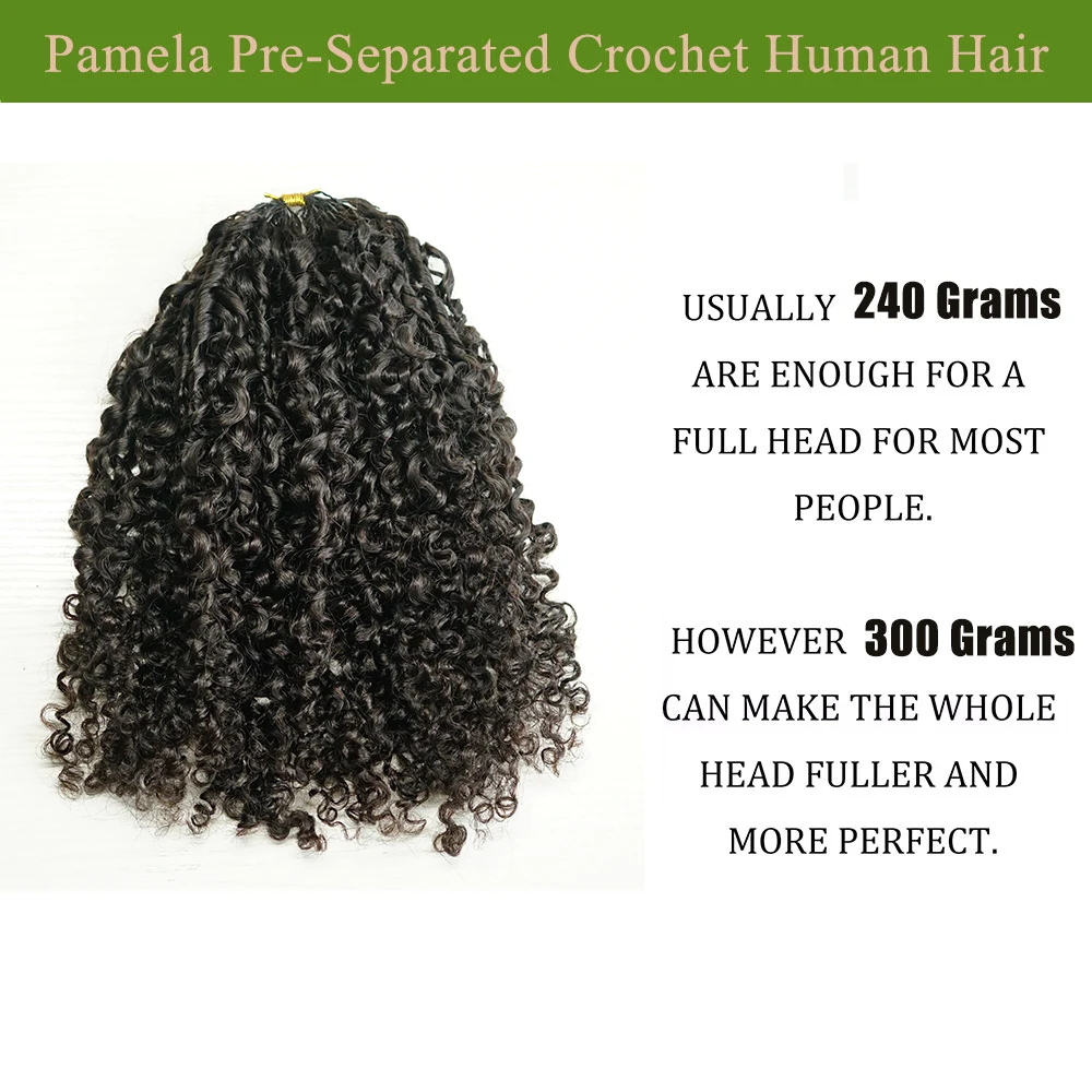 Afro Kinky Burmese Curly Crochet Human Hair Knotless Pre-Separated Crochet Feather Hair Extensions Curly 100% Human Hair