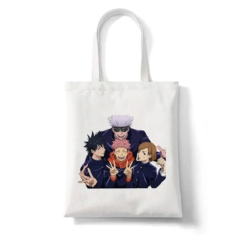 Jujutsu Kaisen Shoulder Bags Fashion Anime Printed Tote Handbag Canvas Girl Environmental Large Capacity Portable Shopping Bag 2