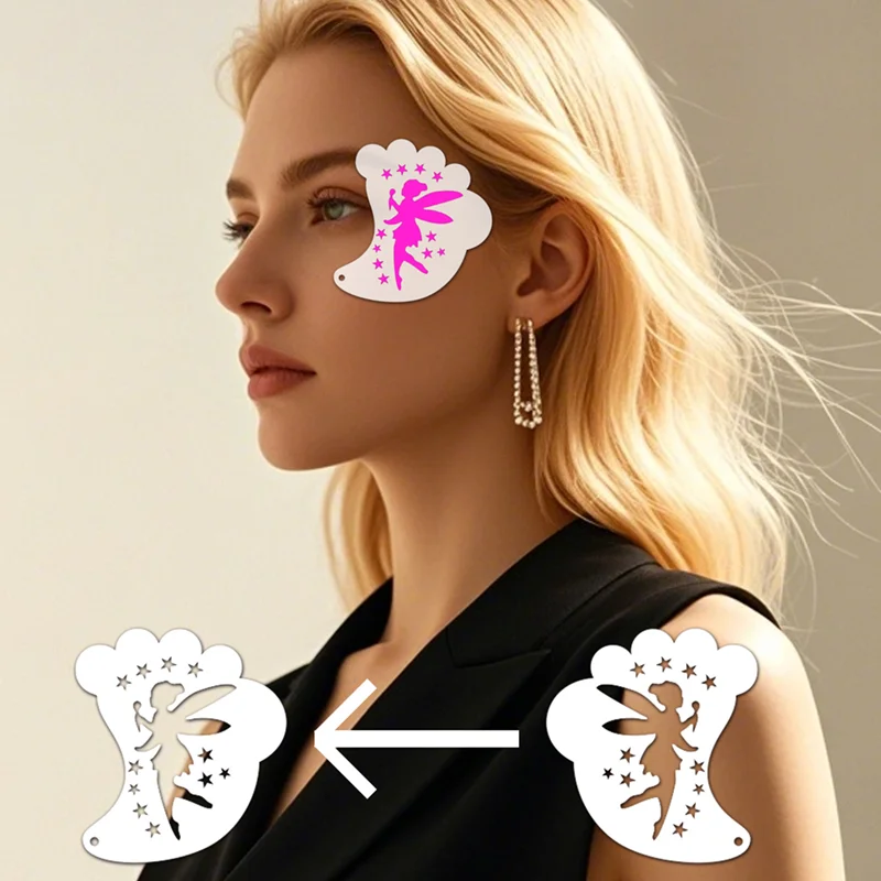 16Pcs 페이스 페인팅 아트 스탬프용 스텐실 임시 문신 그리기 재사용 가능한 페인트 템플릿 휴일 DIY 낙서 창의적인 도구