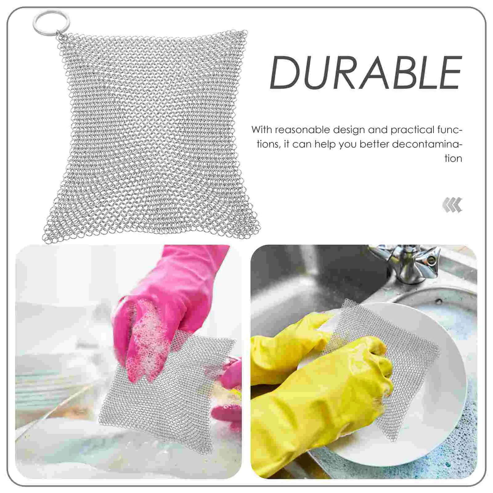 

Skillet Chainmail Cleaning Cleaner Scrubber Chain Kitchen Scrubbing Iron Cast Pad Dish Cloths Dishwashing Rug Dishcloths Scrub