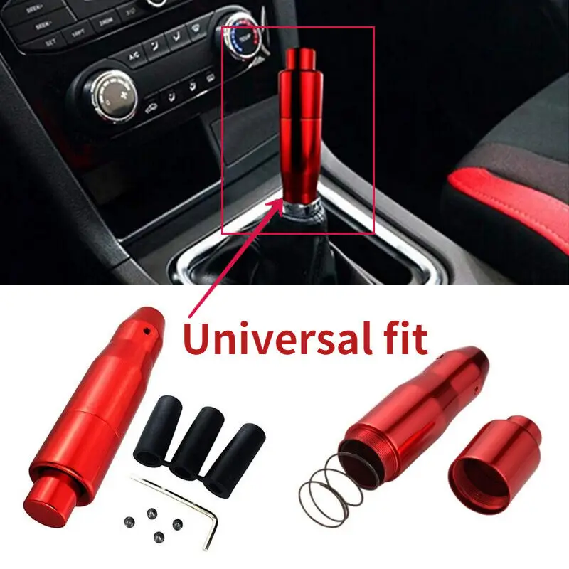 

Universal Car Accessories red Interior Gear Stick Shift Knob Shifter Lever Cover Head Button with Adapter Replacement Parts