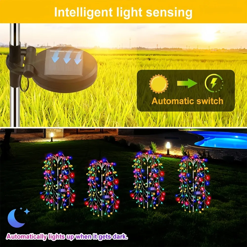 Description Picture 3 of itemNEW Solar Outdoor Lights 120/200 LEDS String Light Outdoor Solar Powered Lamp 8 Lighting Modes Garden Terrace Path Decorative
