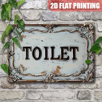 Cartello Toliet, stampa piatta 2D, regalo di Pasqua, cartello primaverile, cartello in metallo alluminio vintage, cartello rustico per fattoria, arredamento per esterni 1