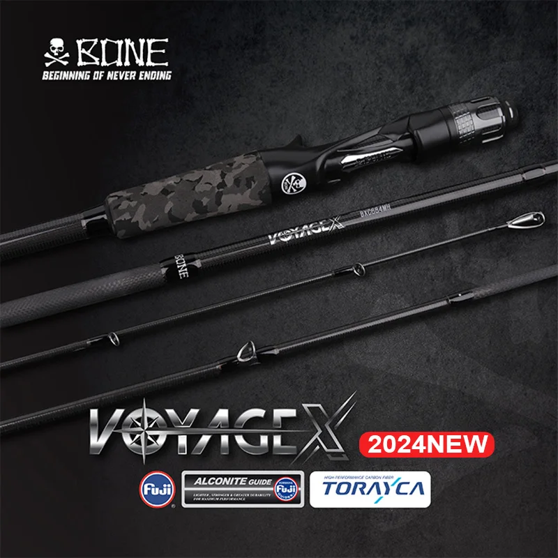 Bone New Voyage X Series 4 Piece Spinning Casting Fishing Rod FUJI Guide Portable Rod Travelling Angler Pouch