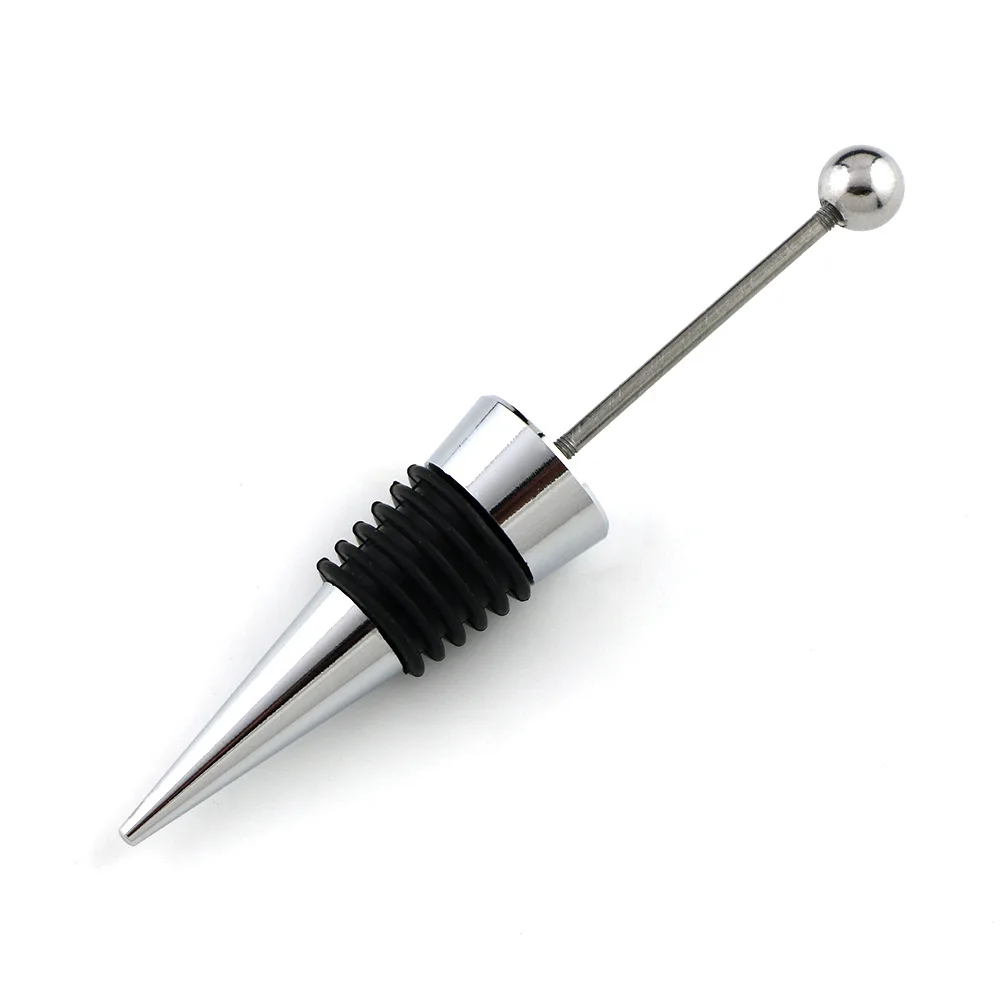 

10Pcs Beaded Wine Bottle Stopper Gadget Add A Bead Jewelry Rhinestone Decorative Zinc Alloy Silver Beadable Bottle Opener