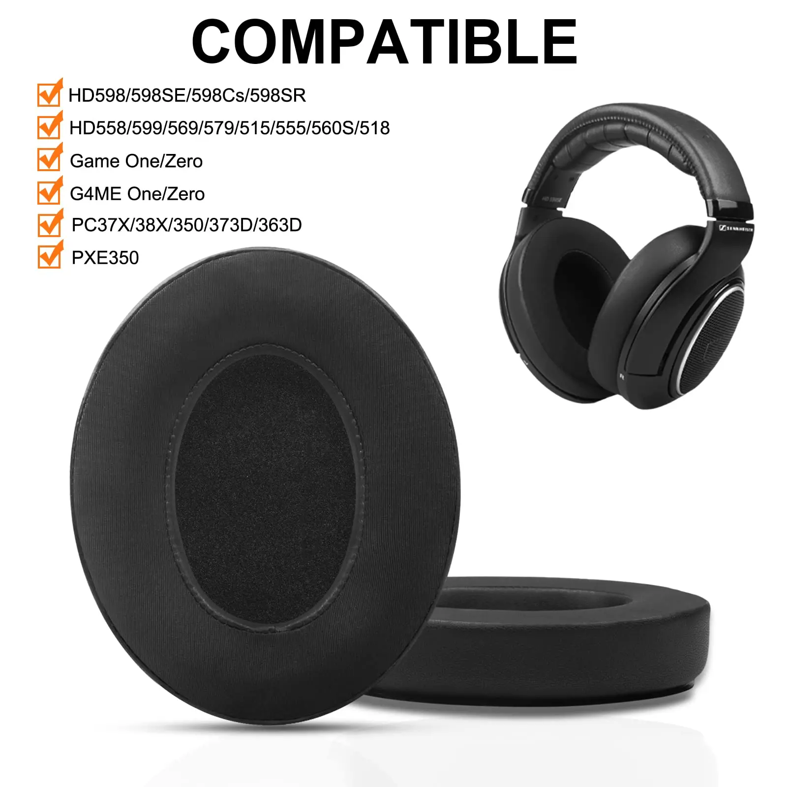 Cooling-Gel Replacement Earpads Cushions for Sennheiser HD598/HD558/HD599/HD569/HD579/HD515/HD555/HD560s/HD518 Headphones