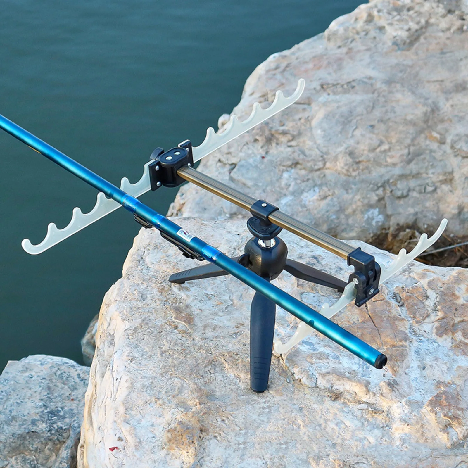 Fishing Rod Bracket Portable Lightweight Retractable Fishing Tripod Stand  Universal Foldable Luminous Fish Rods Holder Accessory