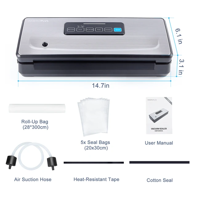 INKBIRD Electric-Powered Vacuum Sealer 50Kpa Food Storage Sealing Machine  With 30PCS Reusable Bags for Anova,Joule,Sous Vide Use - AliExpress