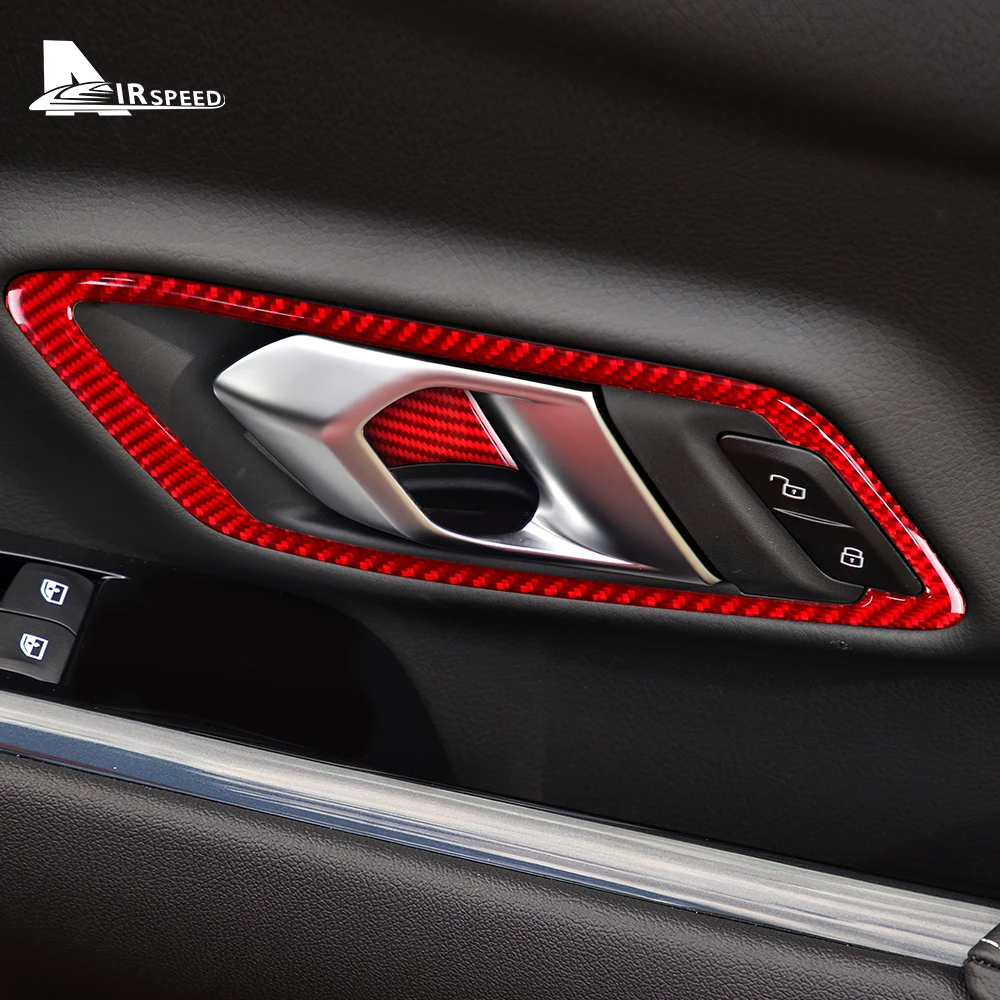 

Наклейка из натурального углеродного волокна для Toyota Supra GR A90 A91 MK5 2019-2022, чехол для внутренней дверной ручки автомобиля, отделка, Аксессуары для стайлинга