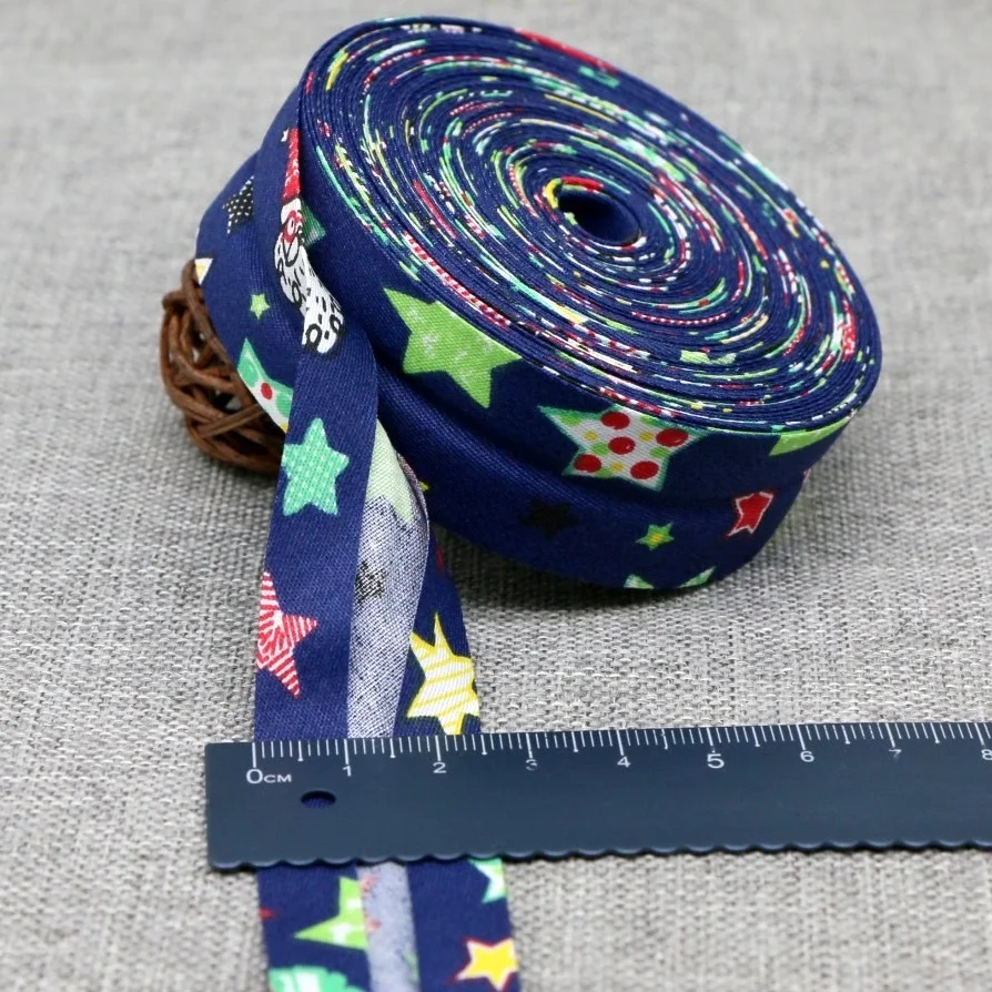 25mm 코튼 프린트 바이어스 테이프 DIY 수제 리본 홈 천 만들기 및 하우스 바인딩 프로젝트 용 접힌 바인딩
