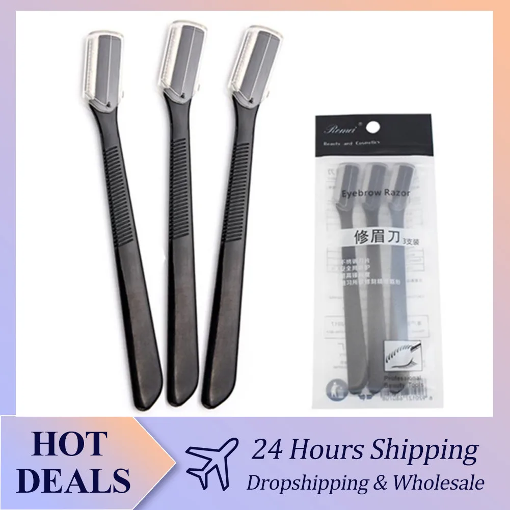 Eyebrow Trimmer Set Eyebrow Trimmer Eyebrow Razor Set 3 Pcs Stainless Steel Eyebrow Trimmer Facial Hair Removal Portable Safety Eyebrow Trimmer Women Beauty Makeup Tools