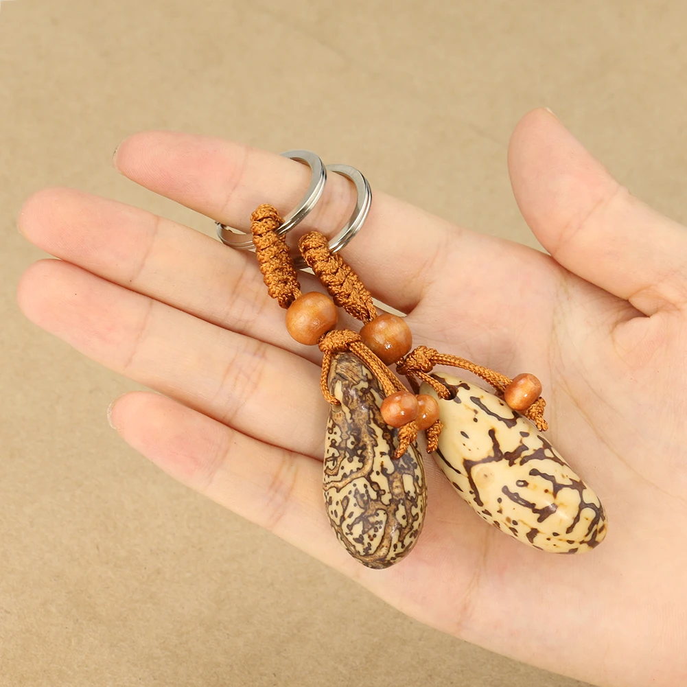 Personality Creative Natural Material Polished Thousand Eyes Bodhi Handlebar Key Chain Pendant DIY Car Pendant School Bag Buckle 3