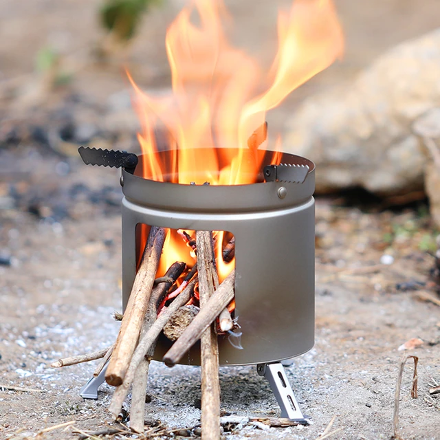 LIXADA Tiatanium Camping Stove Ultralight Outdoor Folding Stove Wood  Burning Stove Camping Pot Holder BBQ Firewood Bracket - AliExpress