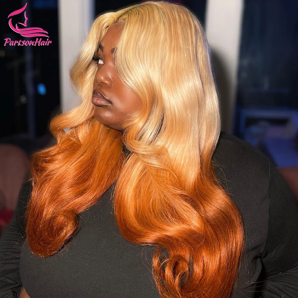Ombre Orangr Ginger Body Wave Capelli Umani 13X4 13X6 Parrucche Frontali In Pizzo Trasparente 613 Parrucca Colorata In Pizzo Con Parte A T Per Donne N