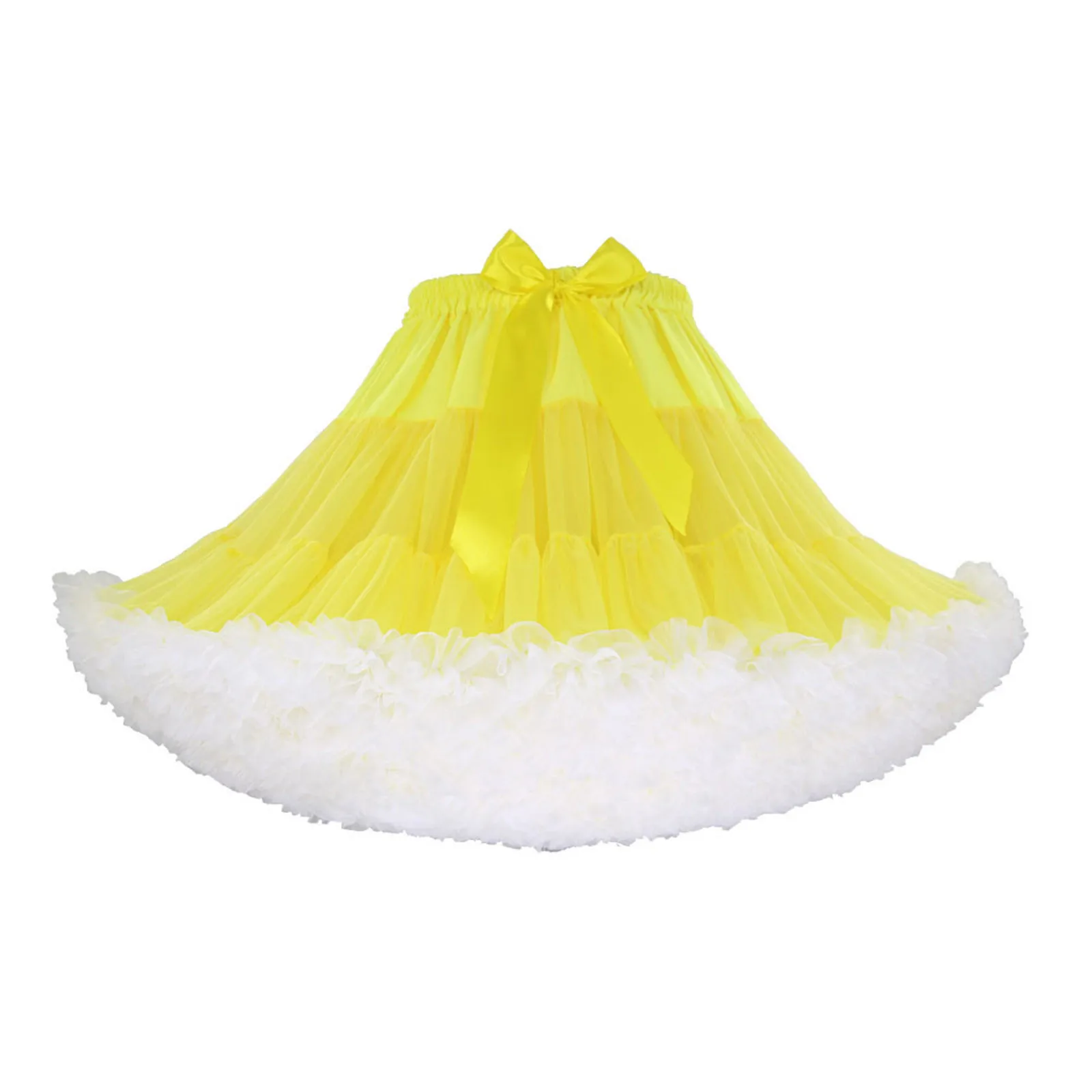 

Women Fashion Solid Color Lace Up Bow Puffy Skirt Handmade Skirt Performance Skirt Gowns with Detachable Skirt