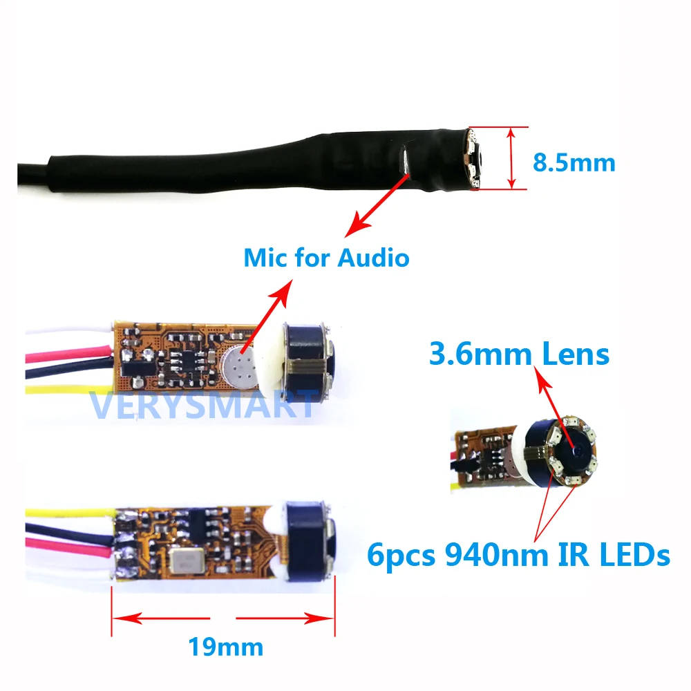 CVBS Small Mini Analog CCTV Security Camera HD 3.6mm 90degree 700TVL 6PCS Infrared IR LEDs Night Vision Camera 2