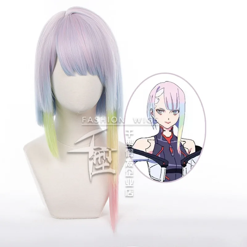 

Парик для косплея Люси из аниме киберпанк: Edgerunners, многослойные градиенты, короткие волосы, термостойкий синтетический, на Хэллоуин, фотореквизит