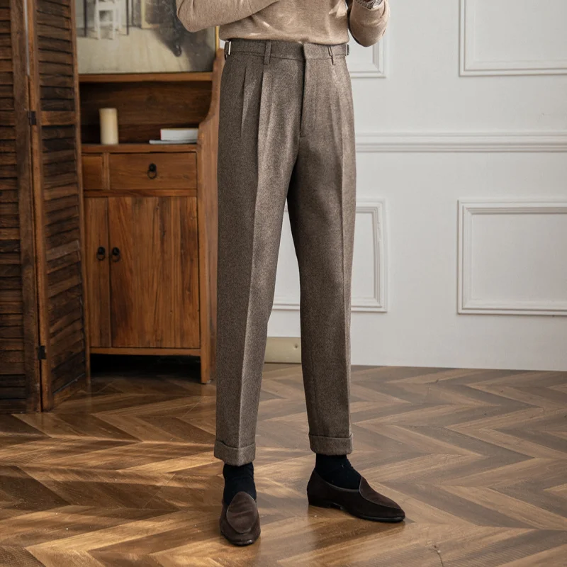 2022 High Quality Trouser Pant For Man Office Trouser Men Business Casual Pant British Social Club Outfits Pantalones Hombre 4